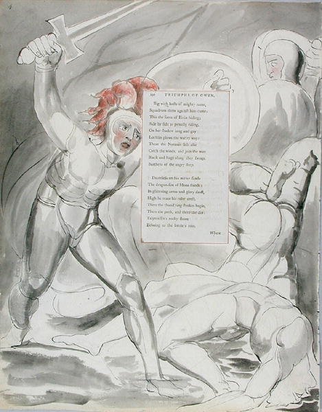 The Triumphs of Owen, design 90 from The Poems of Thomas Gray, 1797-98 by William Blake