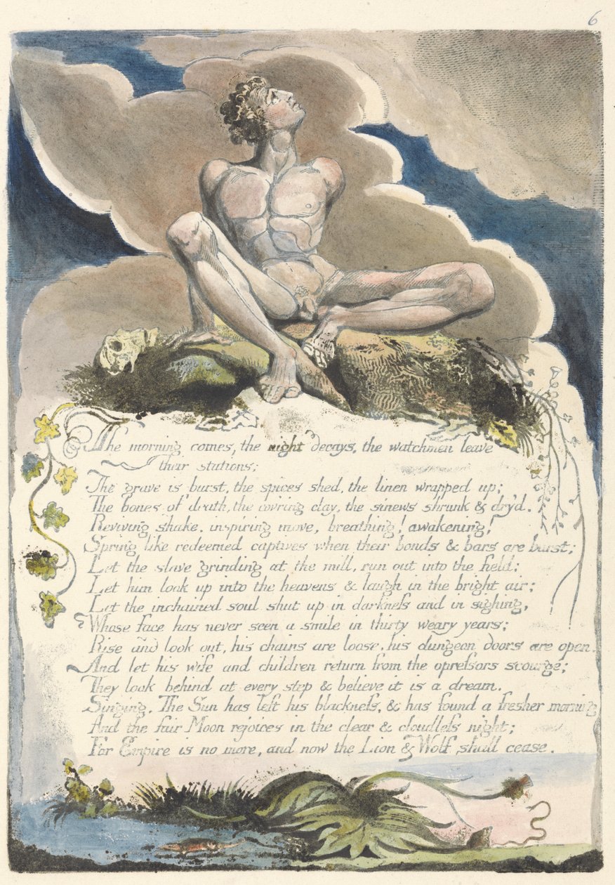 The morning comes..., plate 8 from America: A Prophecy, 1793 by William Blake
