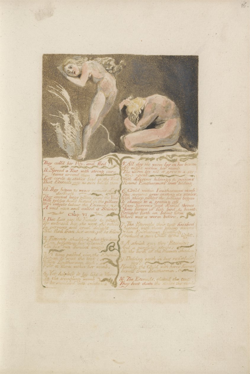 They calld her Pity and fled..., plate 19 from The First Book of Urizen, 1794 by William Blake