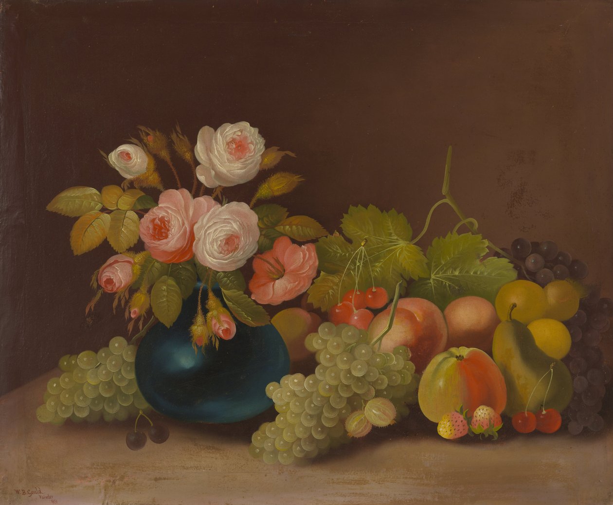 Cabbage Roses and Fruit by William Buelow Gould