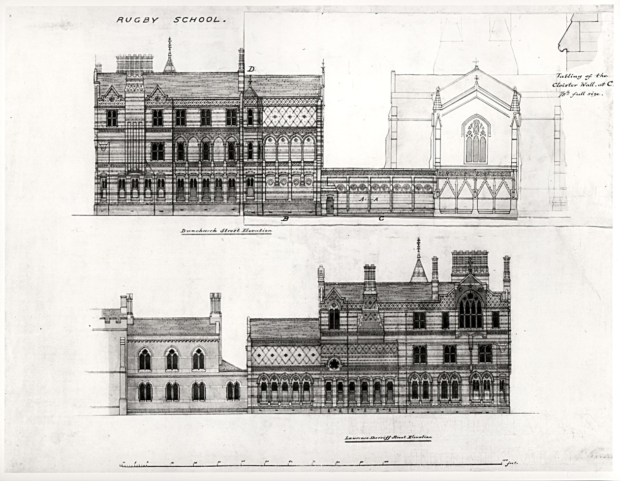 West and North Elevations, New School, Rugby School, 1867 by William Butterfield