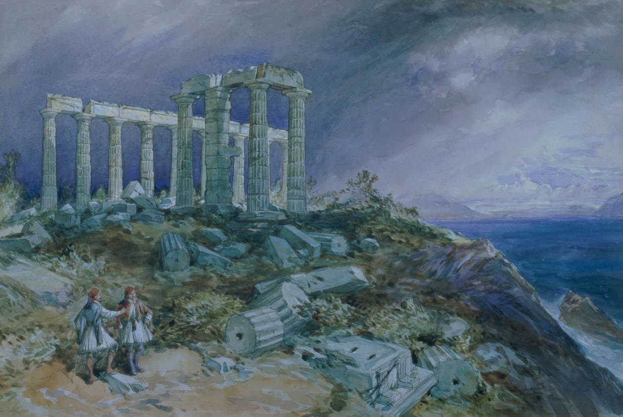 The Temple of Poseidon, Sunium, 1877 by William Crimea Simpson