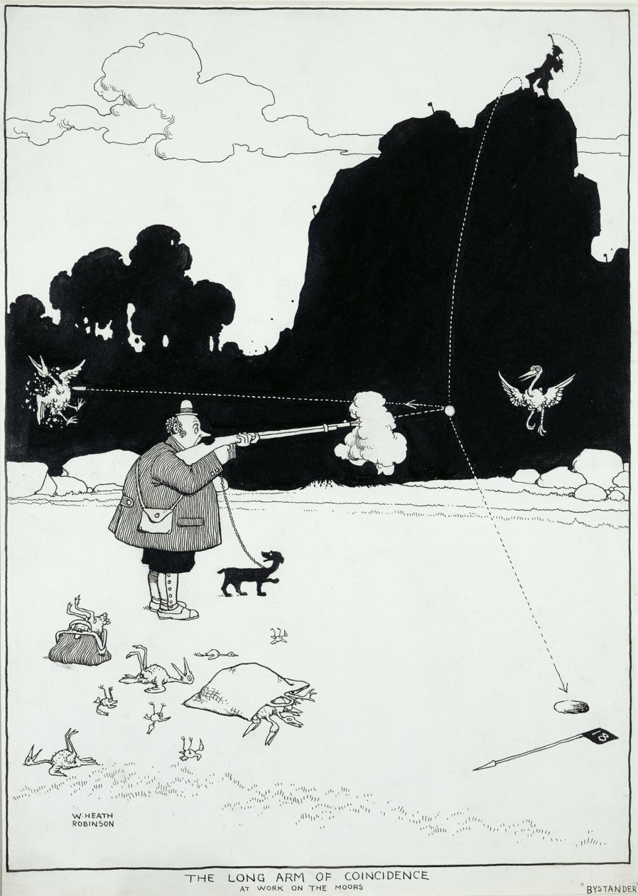 The Long Arm of Coincidence at Work on the Moors, an Illustration for The Bystander, August 1922 by William Heath Robinson