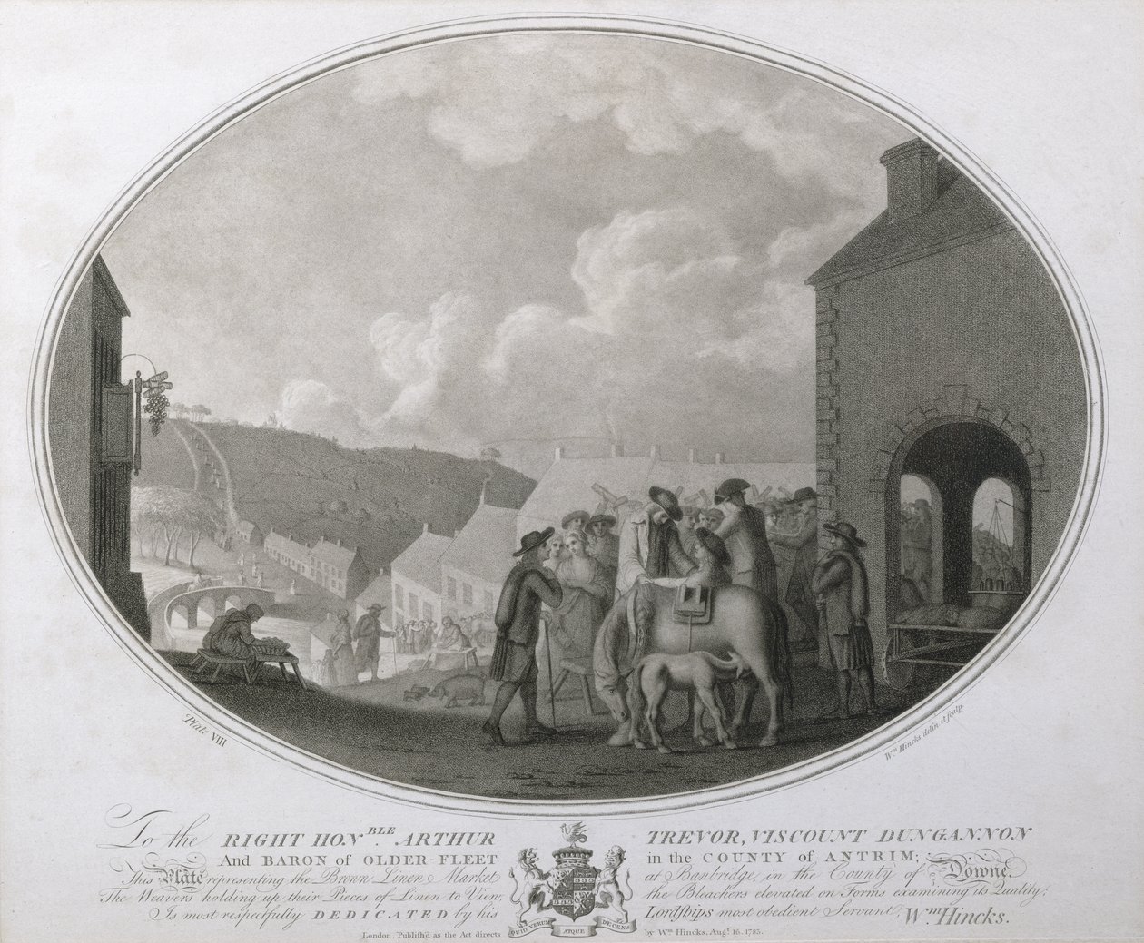 The Brown Linen Market at Banbridge in the County of Antrim, plate VIII of The Linen Manufactory of Ireland, 1783 by William Hincks