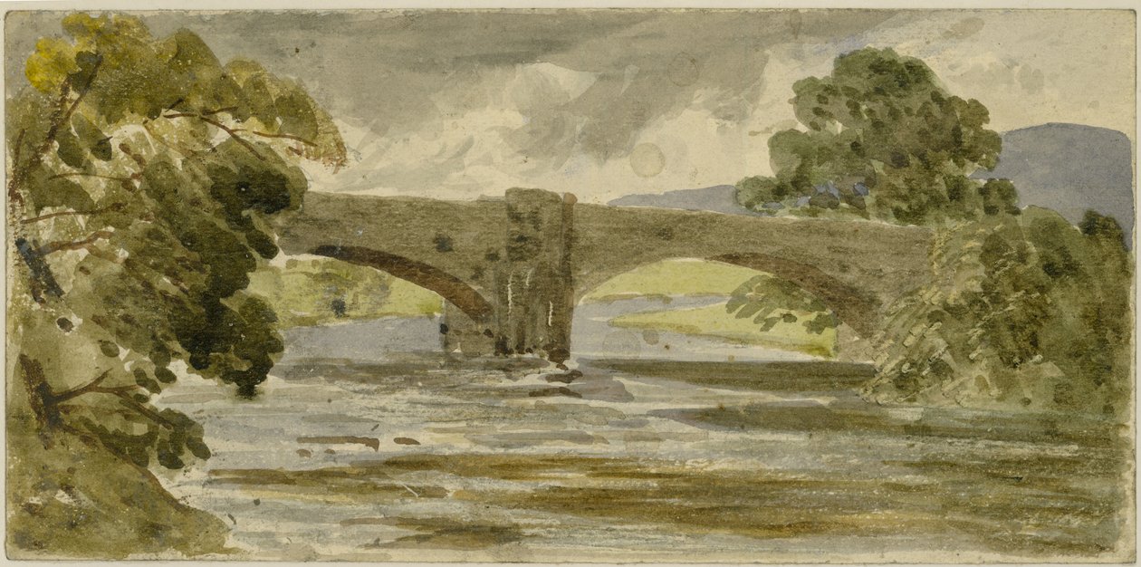 Landscape with Bridge and Trees by William James Muller