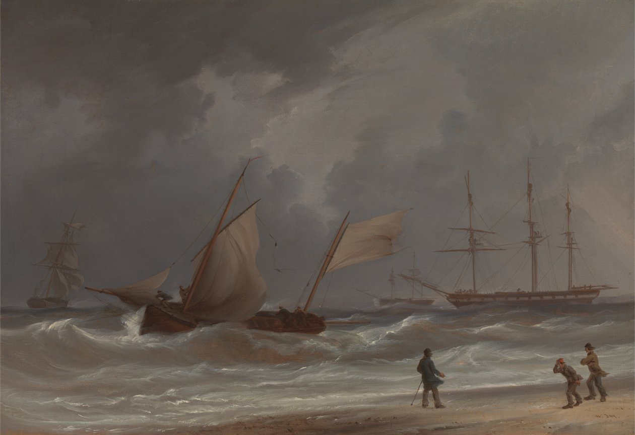 A Lugger Driving Ashore in a Gale by William Joy