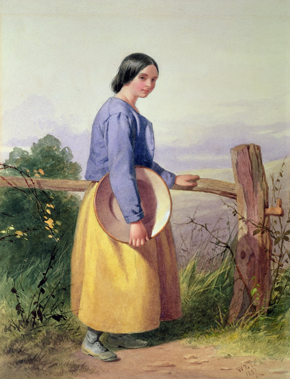 A Country Girl Standing by a Fence by William Lee