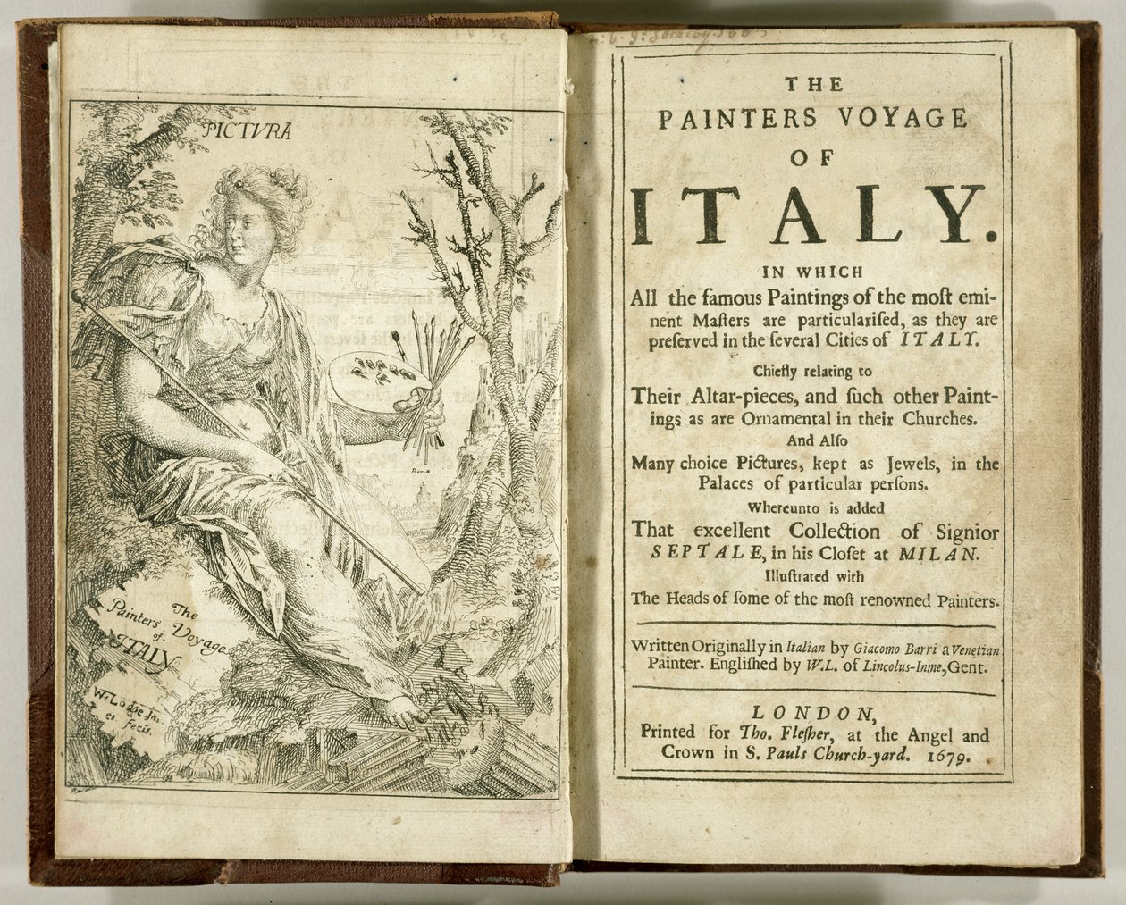 Titlepage from The Painters Voyage of Italy by Giacomo Barri, 1679 by William Lodge