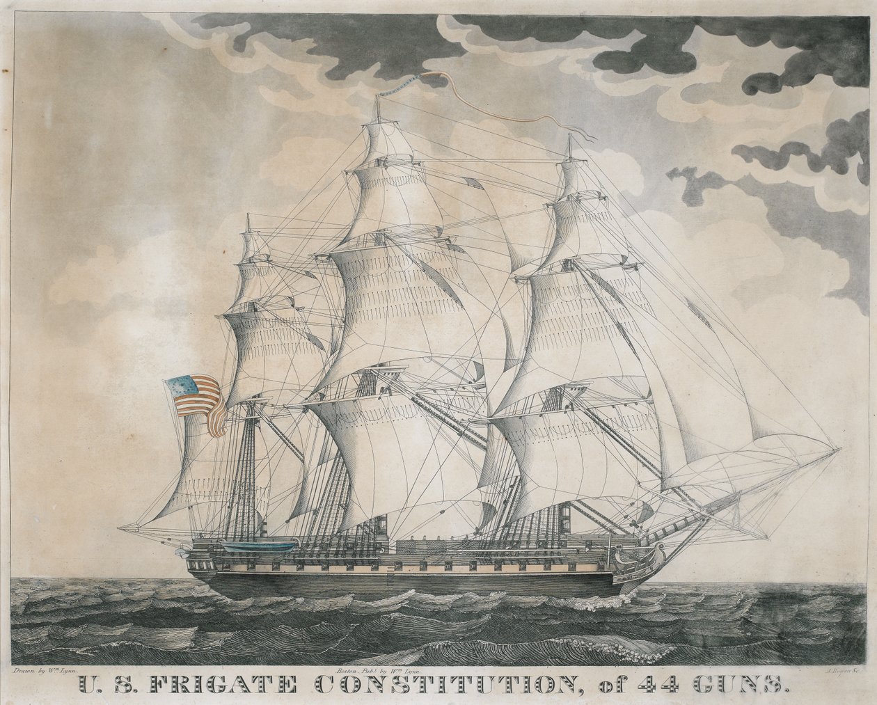 U.S. Frigate Constitution, of 44 Guns, engraved by Abel Bowen by William Lynn