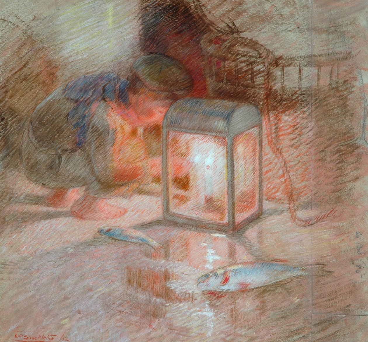 Boy with Lantern by William Shackleton