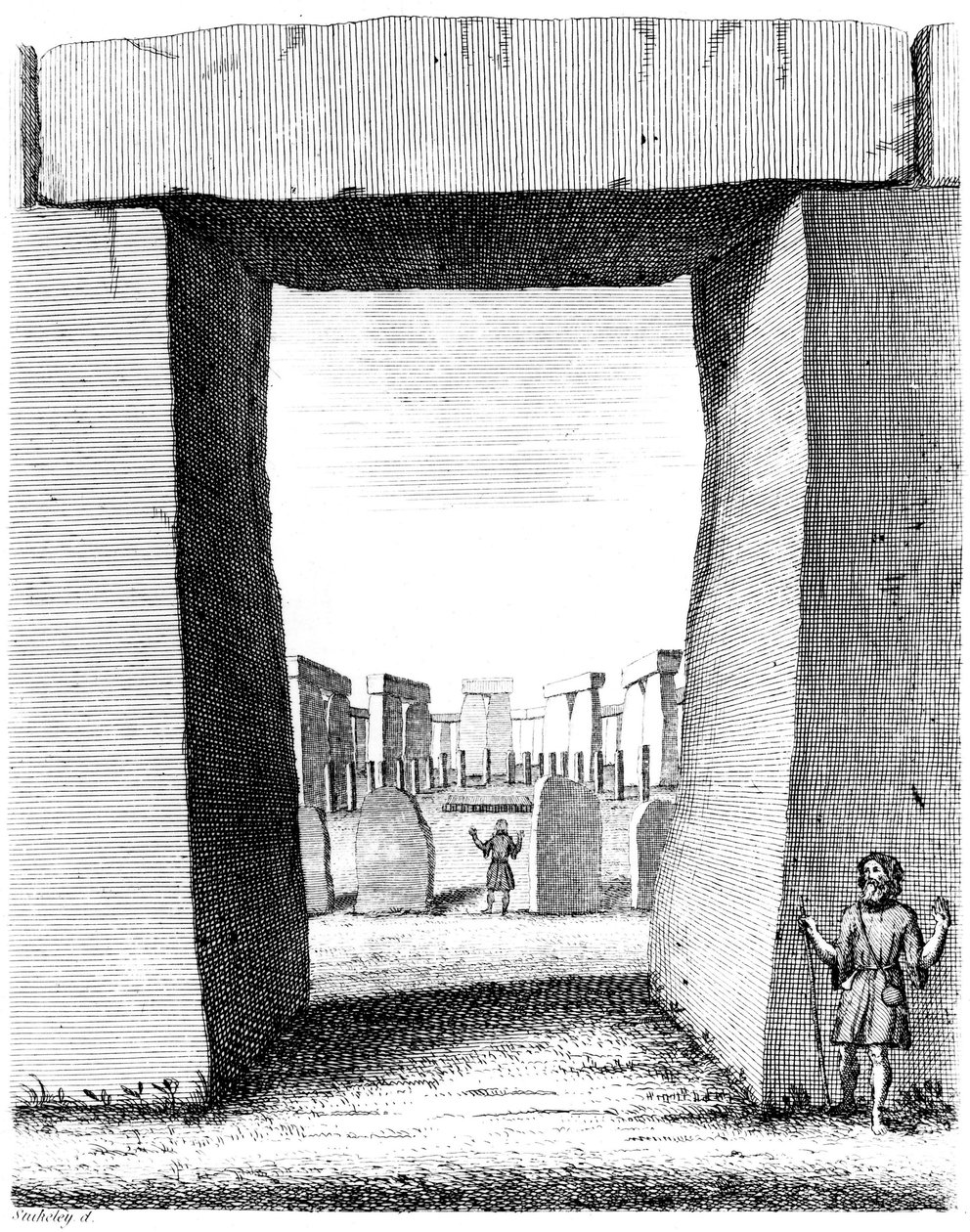 View through Stonehenge Trilithon, 1740 by William Stukeley