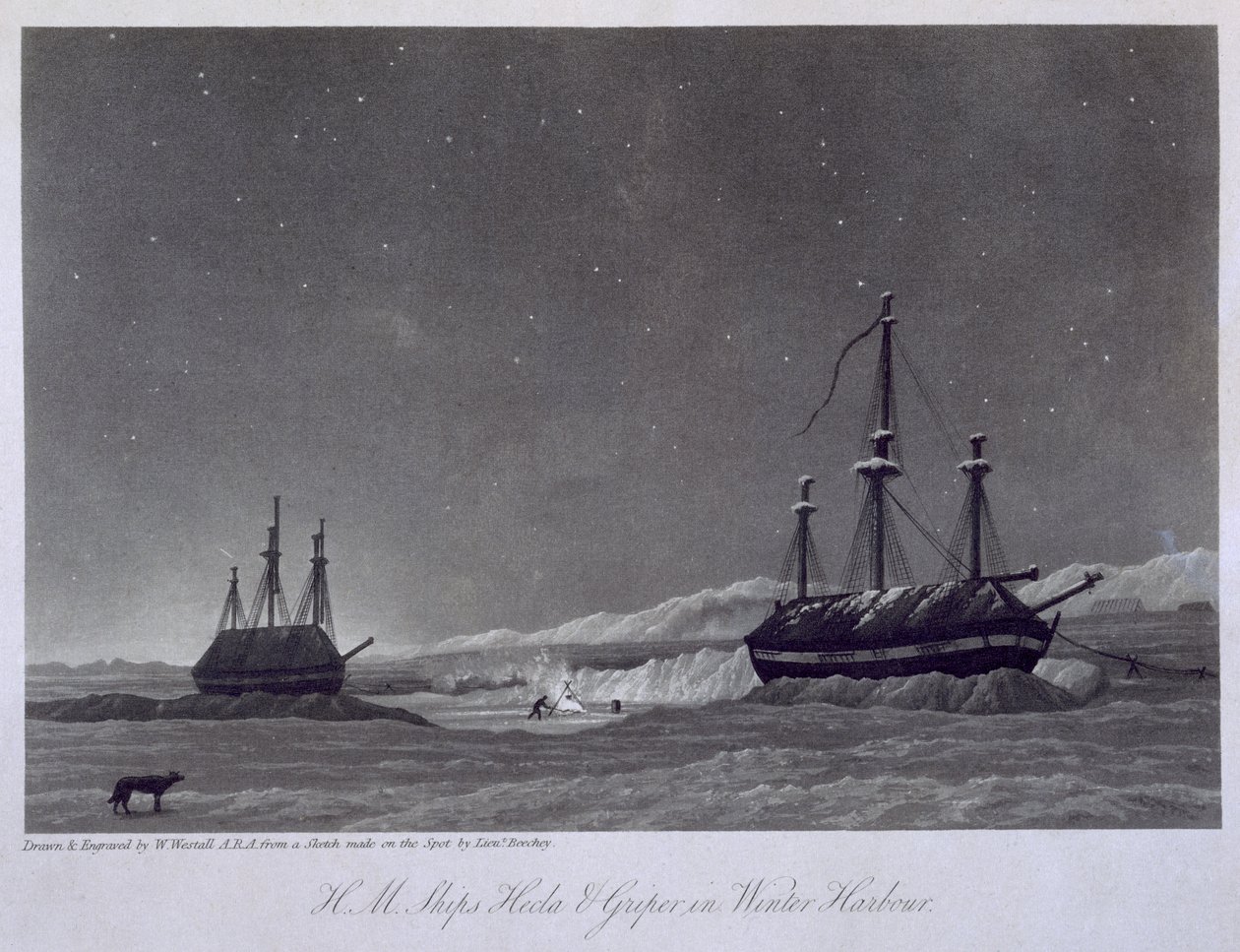 H.M. Ships Hecla and Griper in Winter Harbour by William Westall