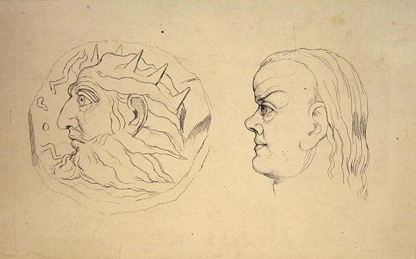 Obverse of the Coin of Nebuchadnezzar and a Head of Cancer, from J. Varley