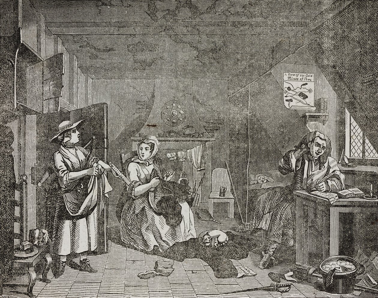 Afflicted poet, after painting by William Hogarth by William (after) Hogarth