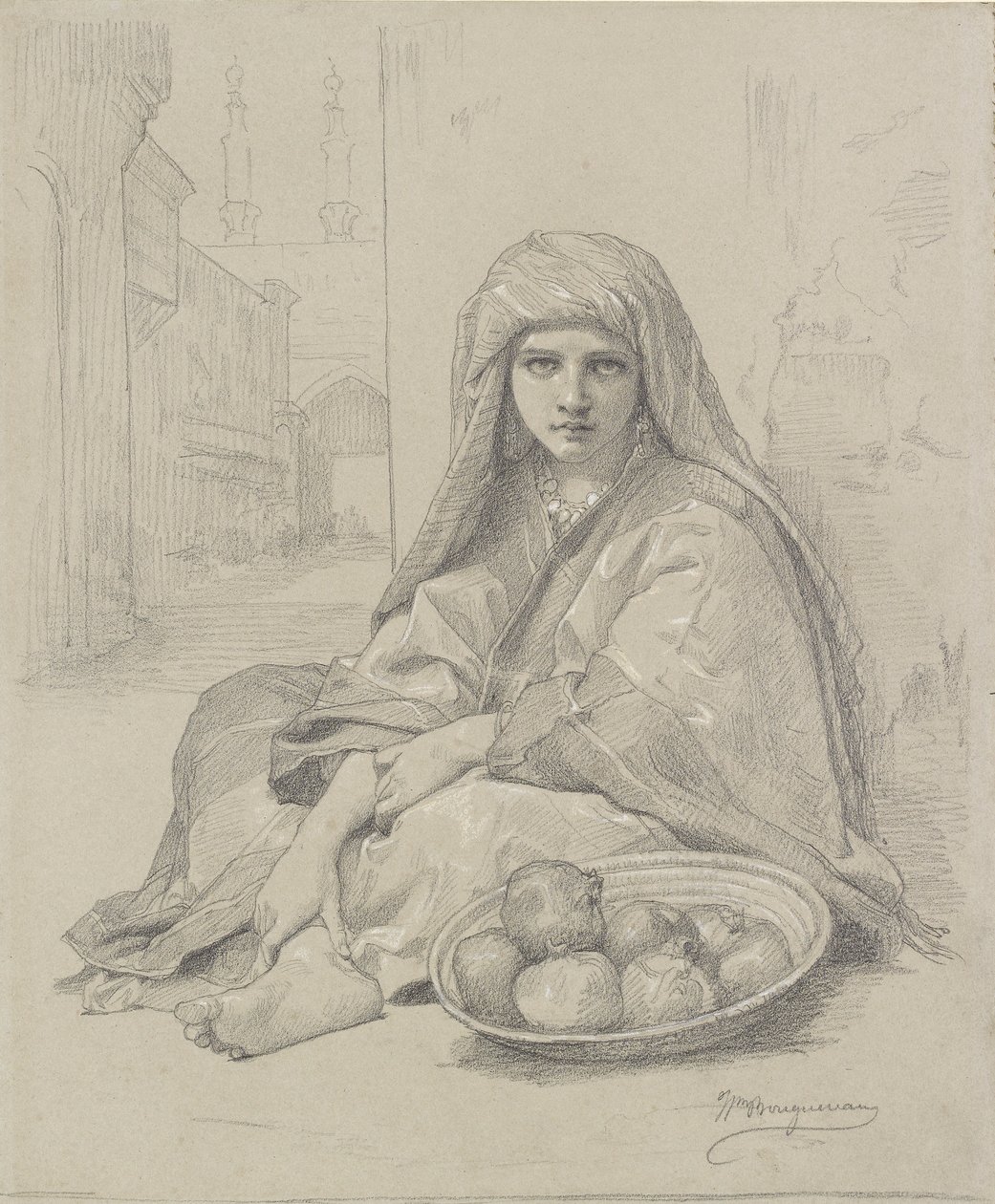 North African Girl Selling Pomegranates by William Adolphe Bouguereau