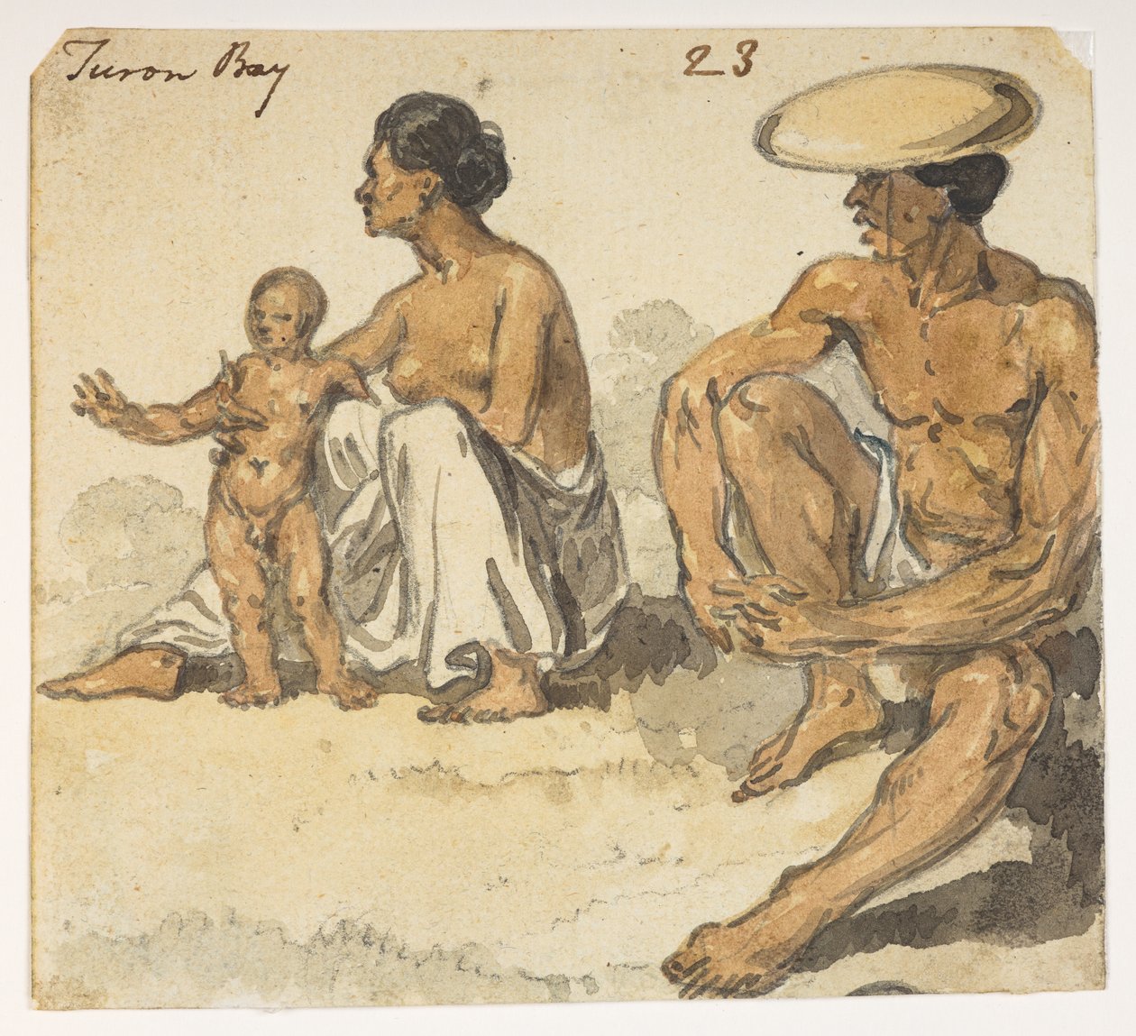 Man, woman and child of Turon Bay, from an Album of 372 drawings of landscapes, coastlines, costumes and everyday life made during Lord Macartney