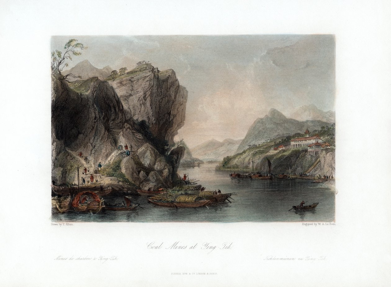 Coal Mines at Ying-Tih, China, c1840 by William Alexander Le Petit