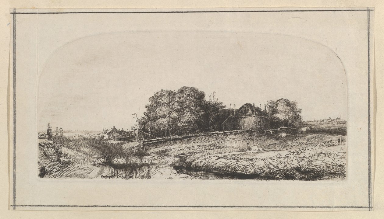 Landscape with a Haybarn and a Flock of Sheep (copy) by William Baillie