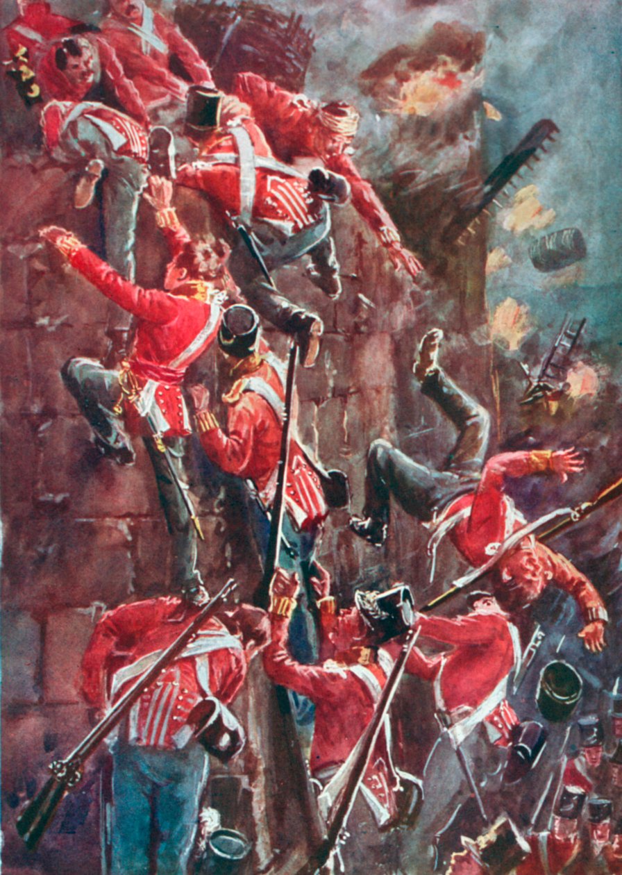 The 5th Division Storming by Escalade the Ramparts of San Vincente at the Taking of Badajoz, April 6th by William Barnes Wollen