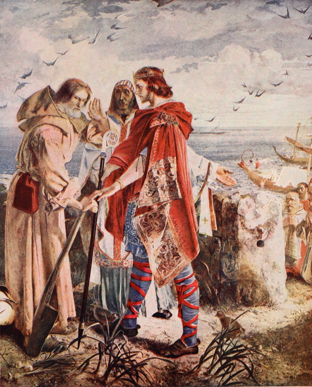 Egfrith Offering the Bishopric of Hexham to Cuthbert, 678, Illustration from 