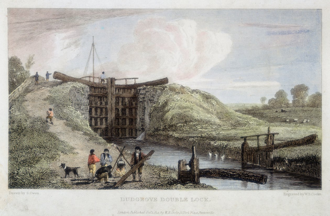 Dudgrove Double Lock Above Lechlade, Thames and Severn Canal by William Bernard Cooke