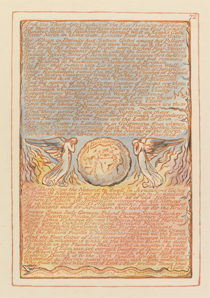 And the Thirty-two Counties of the Four Provinces of Ireland (Plate 72) by William Blake