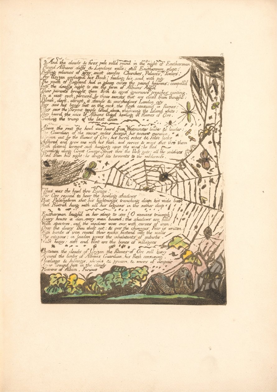 Europe. A Prophecy, Plate 14, And the Clouds & Fires (Bentley 15) by William Blake