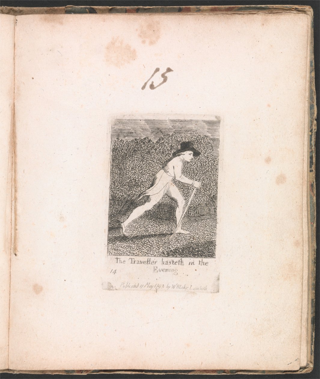For Children. The Gates of Paradise, Plate 16, The Traveller hasteth in the Evening by William Blake