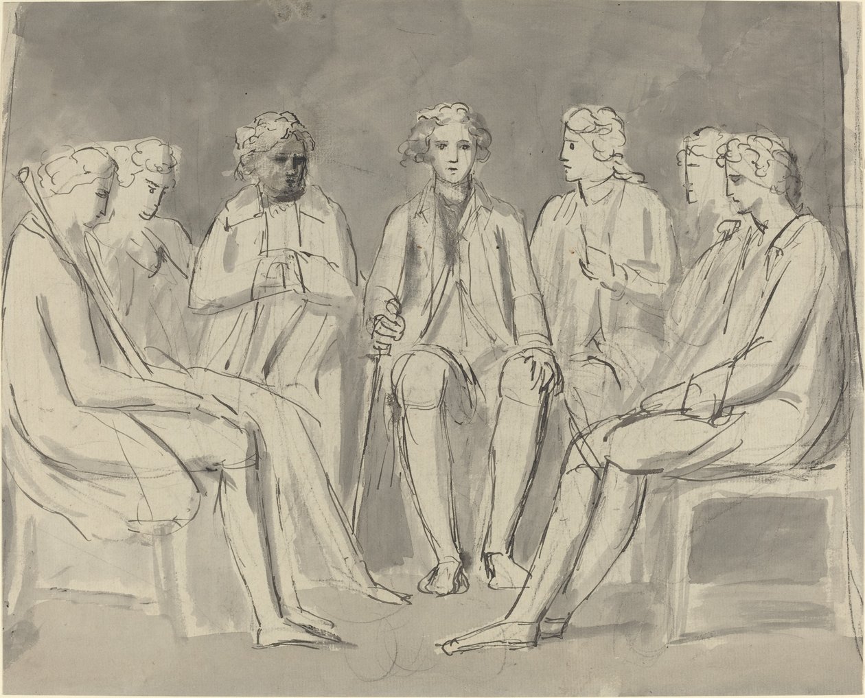 Group of Men Seated in a Circle (recto) by William Blake