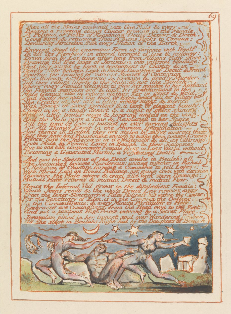 Jerusalem, Plate 69, Then all the Males by William Blake