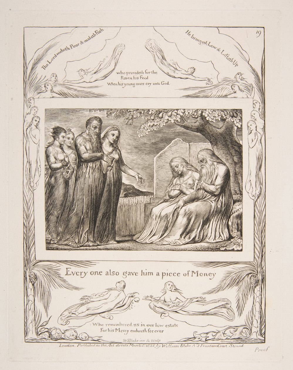 Job Accepting Charity, from Illustrations of the Book of Job by William Blake