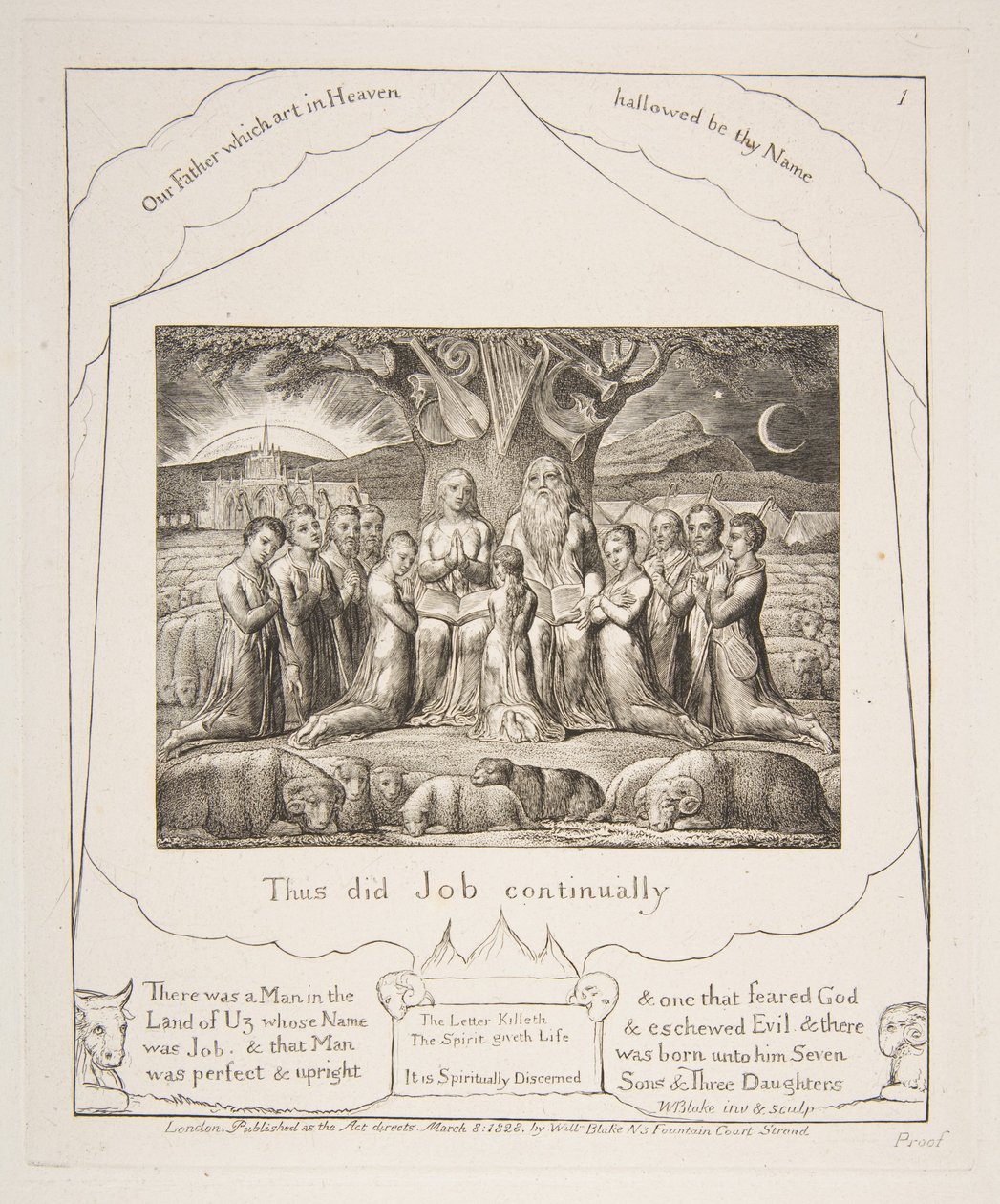 Job and His Family, from Illustrations of the Book of Job by William Blake