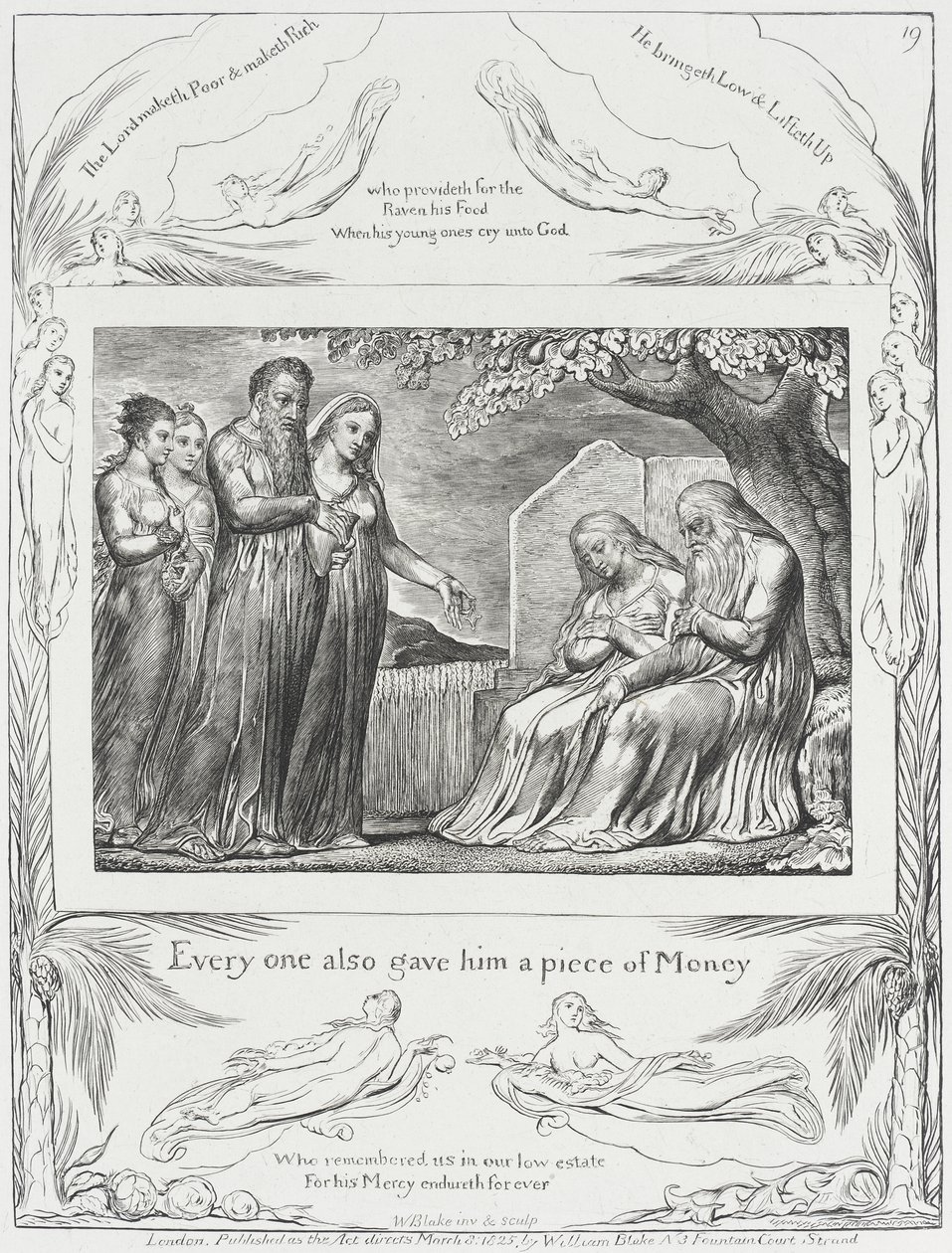Job and his Wife Receiving Alms by William Blake
