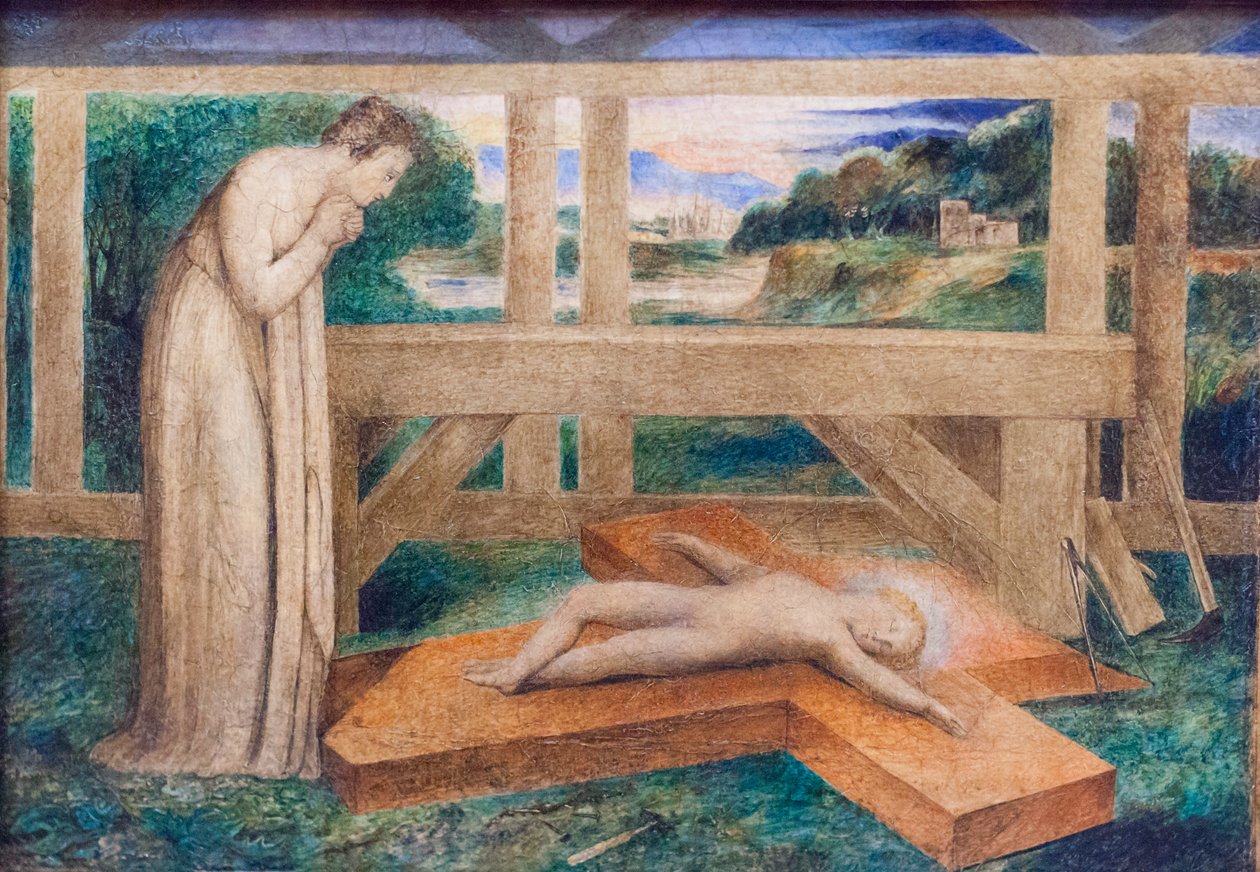 Our Lady Adoring the Infant Jesus Asleep on a Cross, about 1799-1800 by William Blake