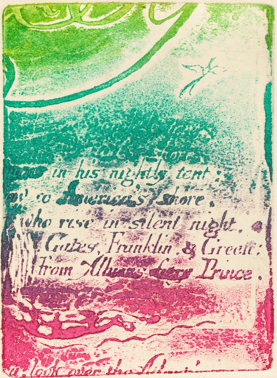 Restrike from fragment of cancelled plate for "A Prophecy" by William Blake