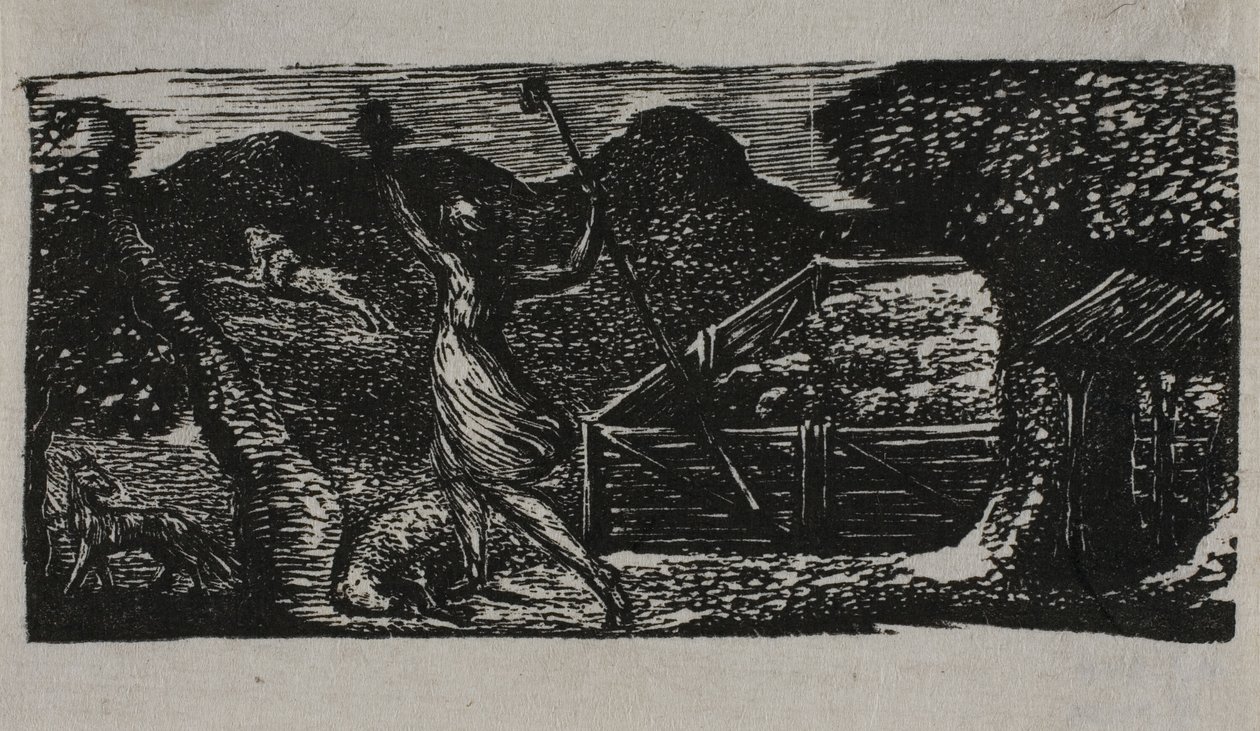 Shepherd Chases Away Wolf, from The Pastorals of Virgil by William Blake