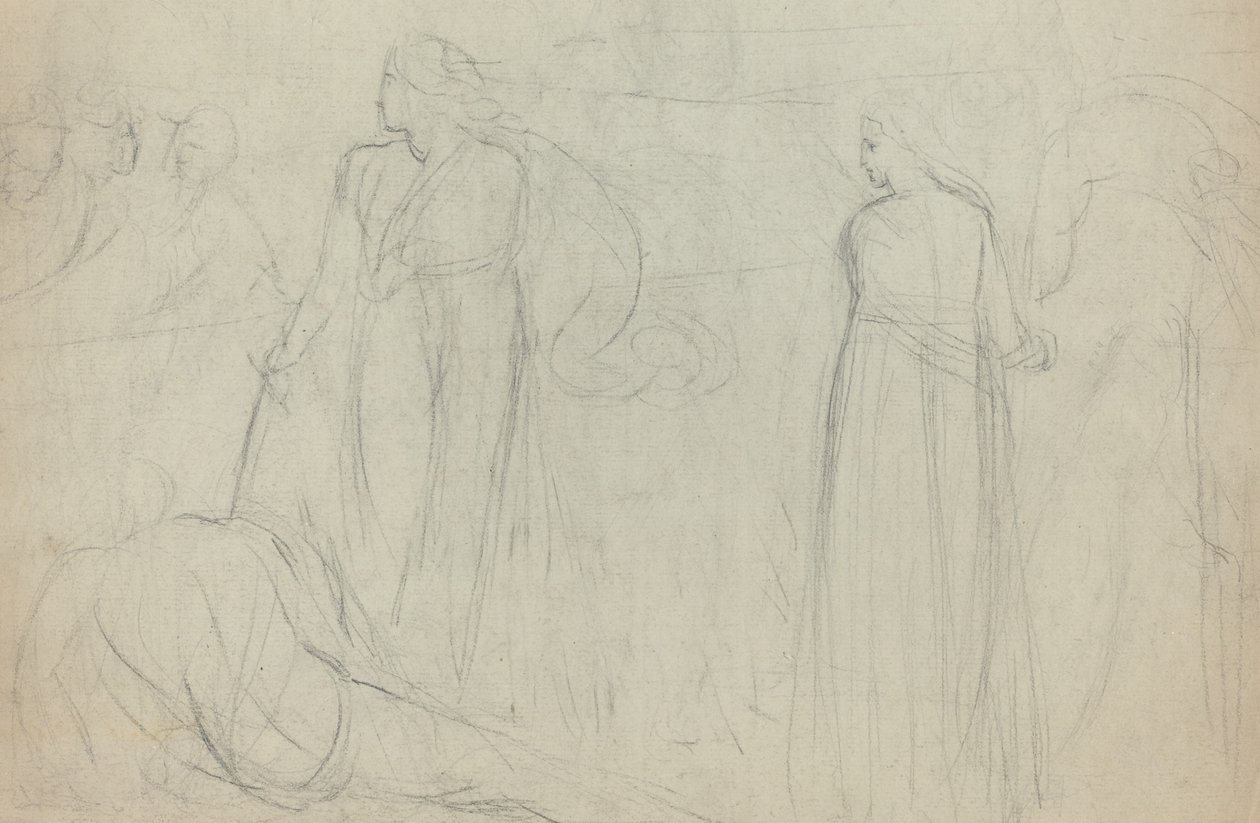 Sketch of a Swordsman Standing Over His Defeated Opponent by William Blake