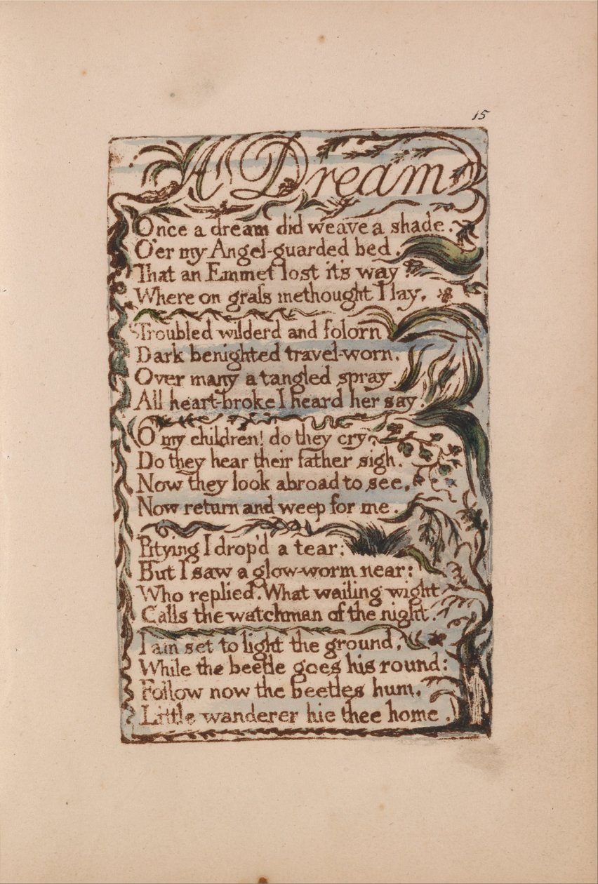 Songs of Innocence and of Experience, Plate 15, A Dream (Bentley 26) by William Blake