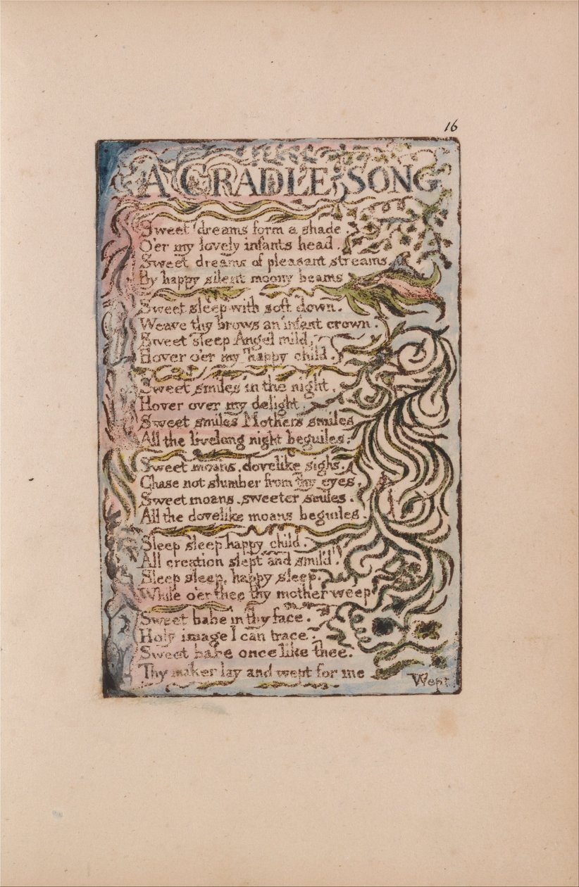 Songs of Innocence and of Experience, Plate 16, A Cradle Song (Bentley 16) by William Blake