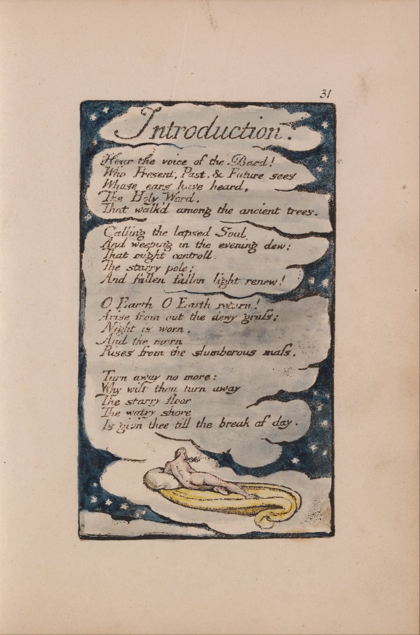 Songs of Innocence and of Experience, Plate 31, Introduction (Bentley 30) by William Blake