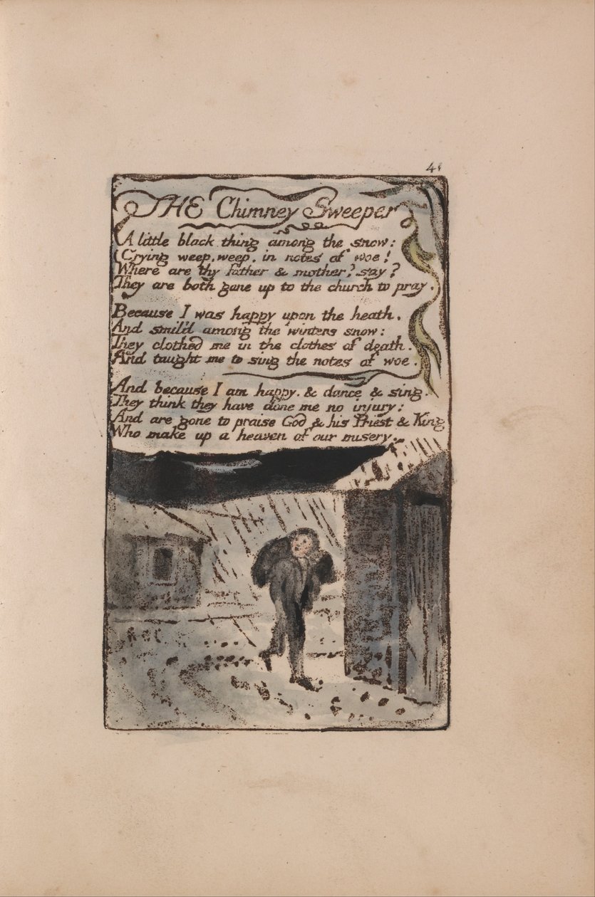 Songs of Innocence and of Experience, Plate 41, The Chimney Sweeper (Bentley 37) by William Blake