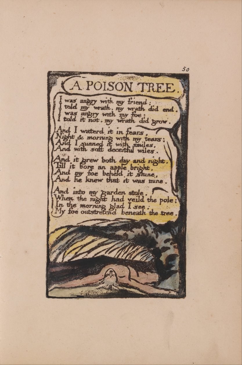 Songs of Innocence and of Experience, Plate 50, A Poison Tree (Bentley 49) by William Blake
