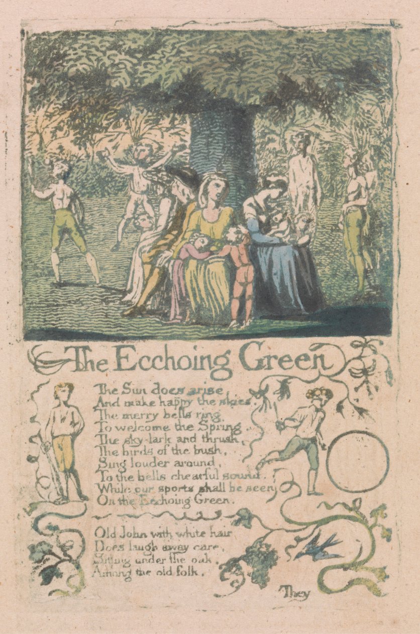 Songs of Innocence and of Experience, Plate 8, "The Ecchoing Green" (Bentley 6) by William Blake