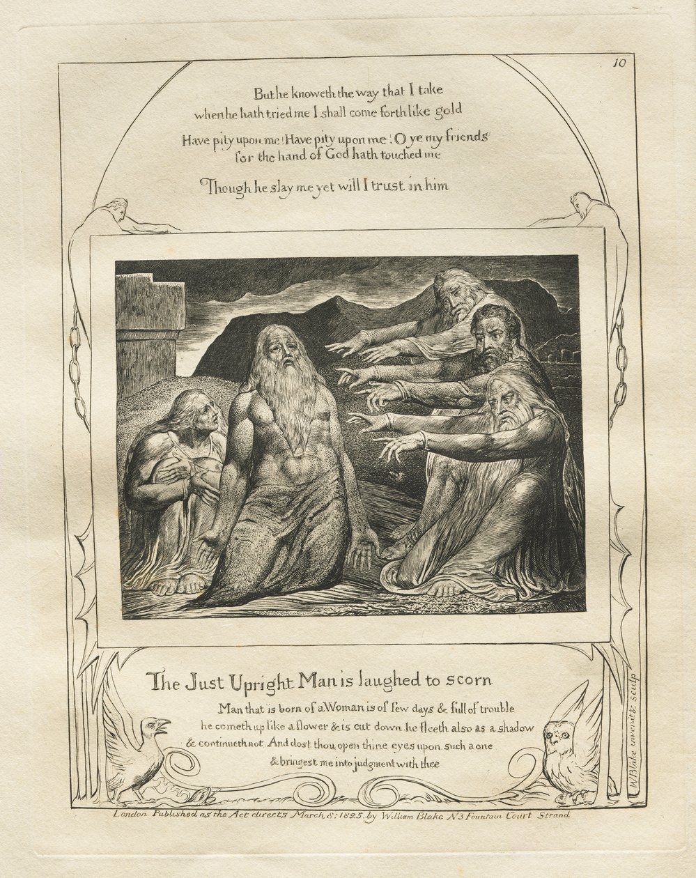 The Book of Job: Pl. 10, The Just Upright Man is Laughed to Scorn by William Blake