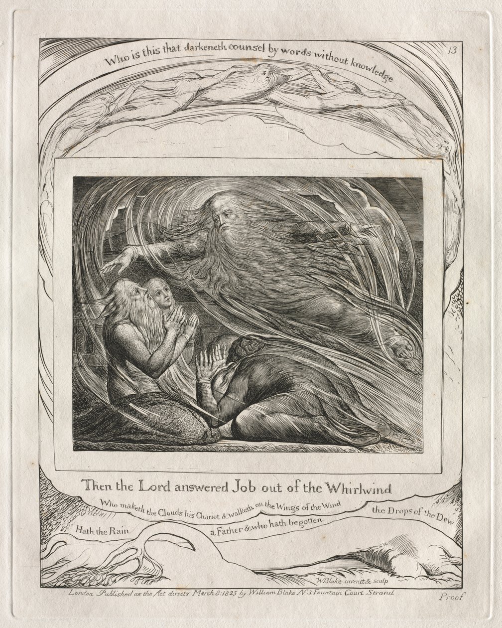 The Book of Job: Pl. 13, Then the Lord answered Job out of the Whirlwind by William Blake