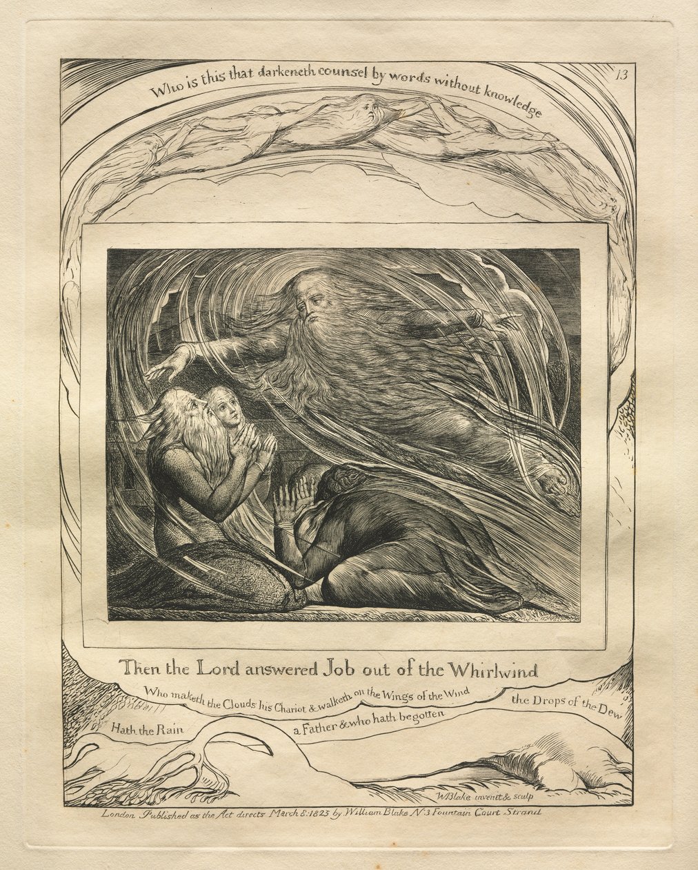 The Book of Job: Pl. 13, Then the Lord answered Job out of the Whirlwind by William Blake
