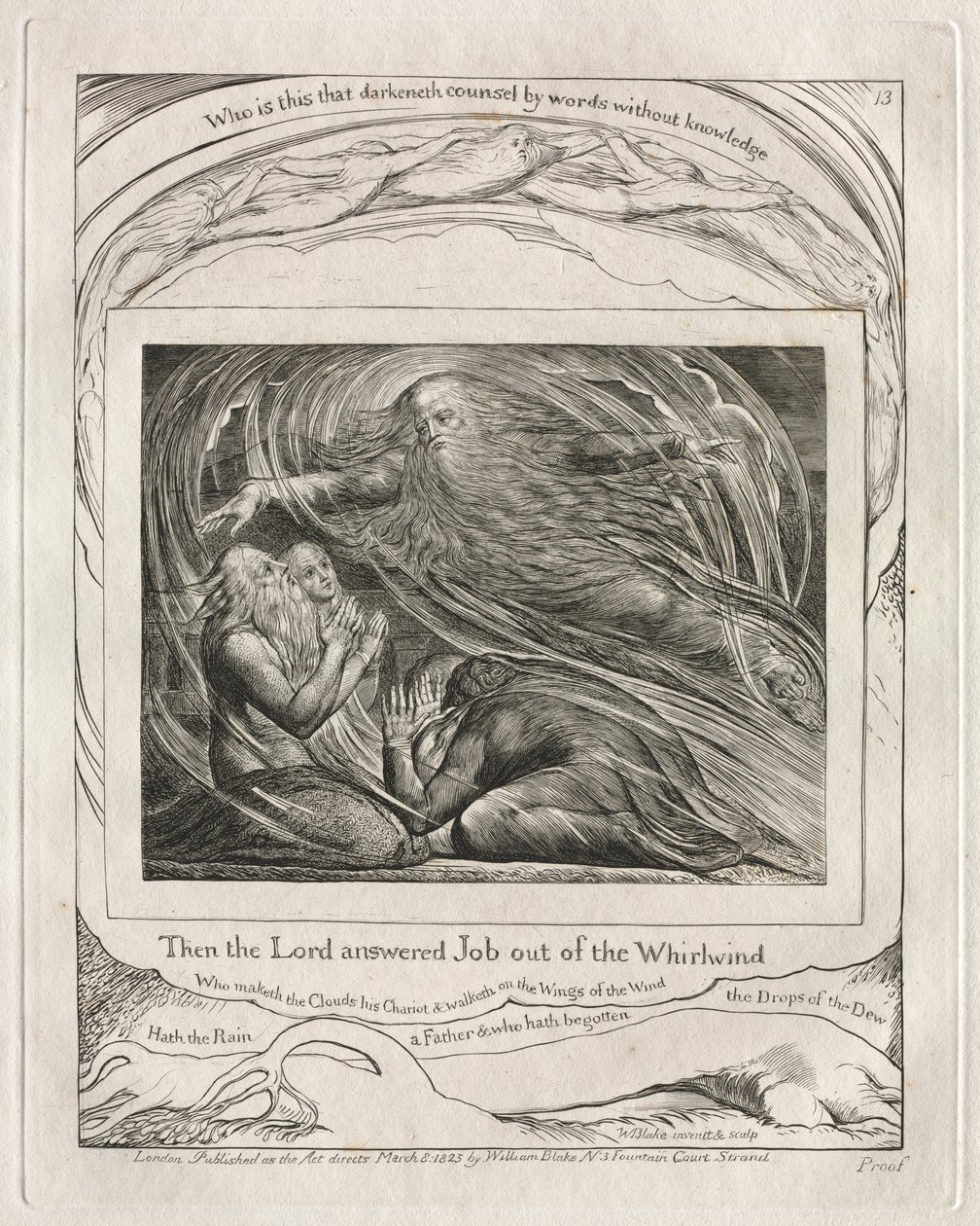 The Book of Job: Pl. 13, Then the Lord Answered Job Out of the Whirlwind by William Blake