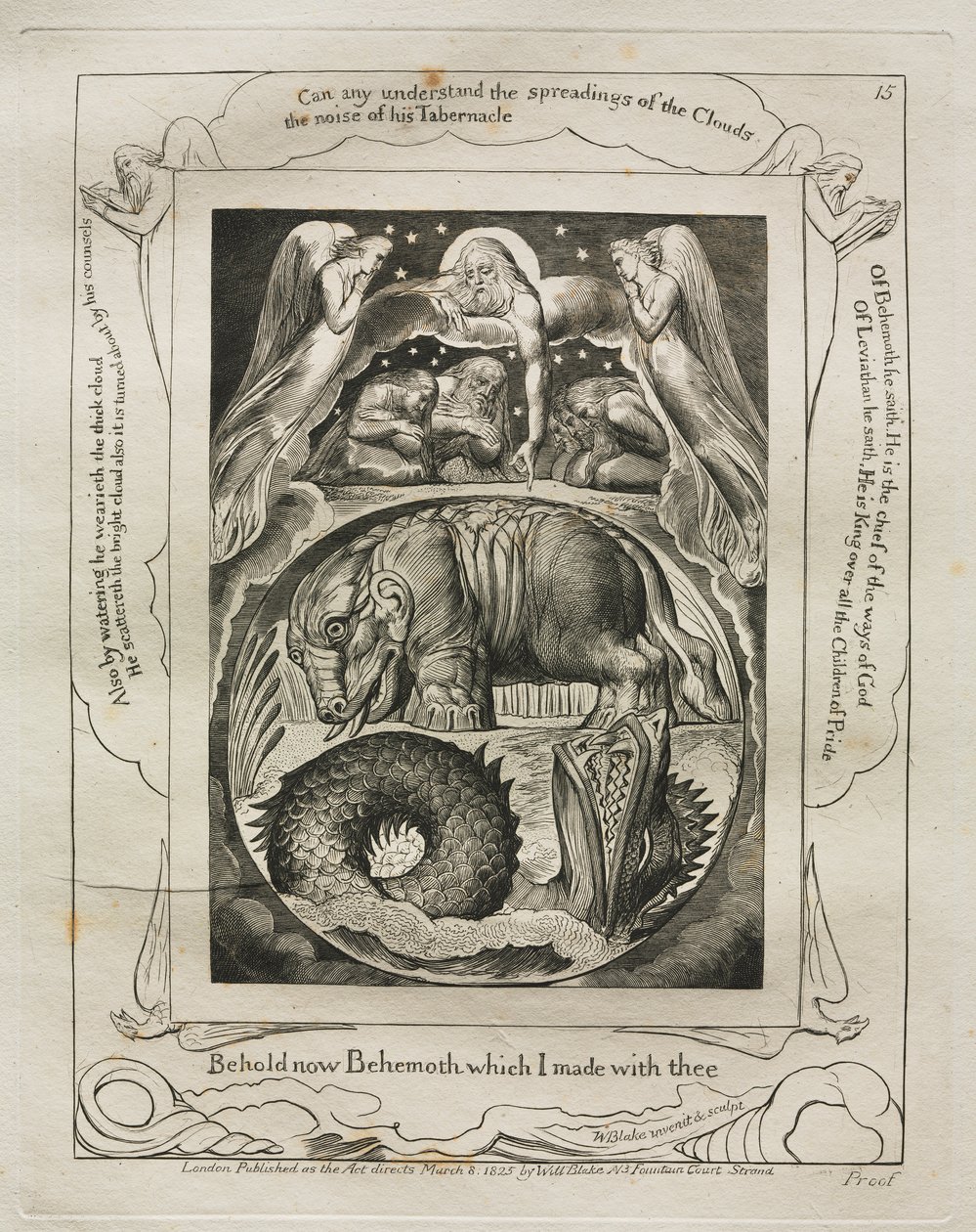 The Book of Job: Pl. 15, Behold now Behemoth which I made with thee by William Blake