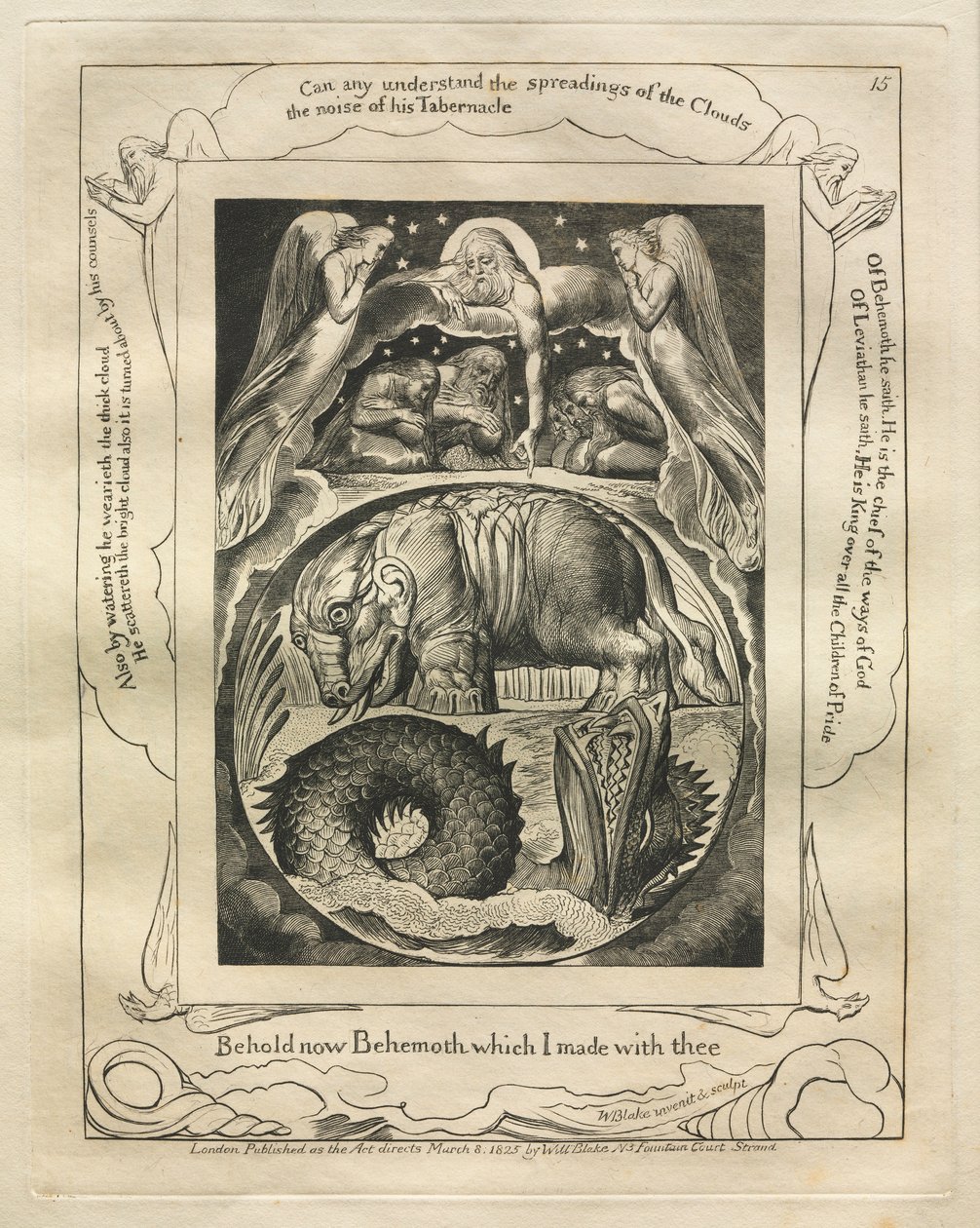 The Book of Job: Pl. 15, Behold Now Behemoth Which I Made with Thee, 1825 by William Blake