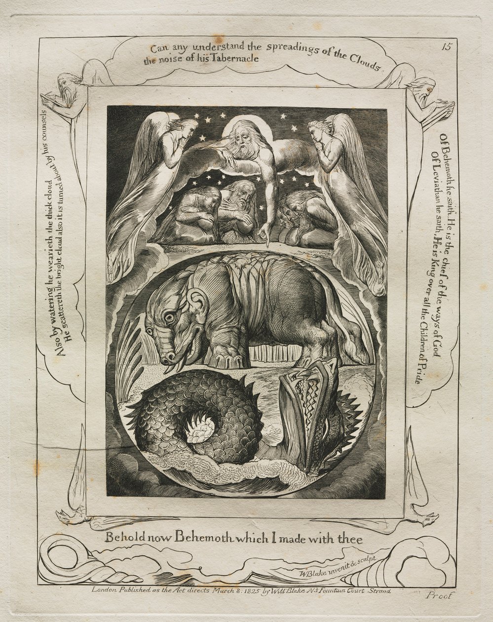 The Book of Job: Pl. 15, Behold now Behemoth which I made with thee, 1825 by William Blake
